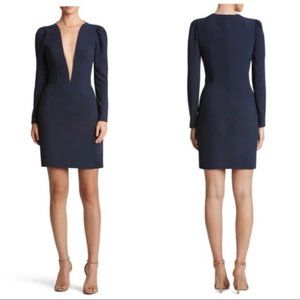 DRESS THE POPULATION Kelli Plunging Sheath in Navy - size S